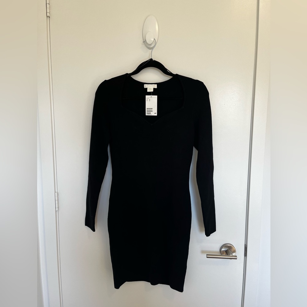 Black H&M Fitted Sweaterdress, Size Medium